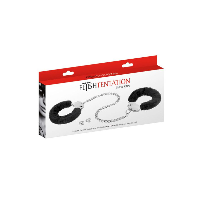 Поножи Fetish Tentation Adjustable metal and fur ankle cuffs