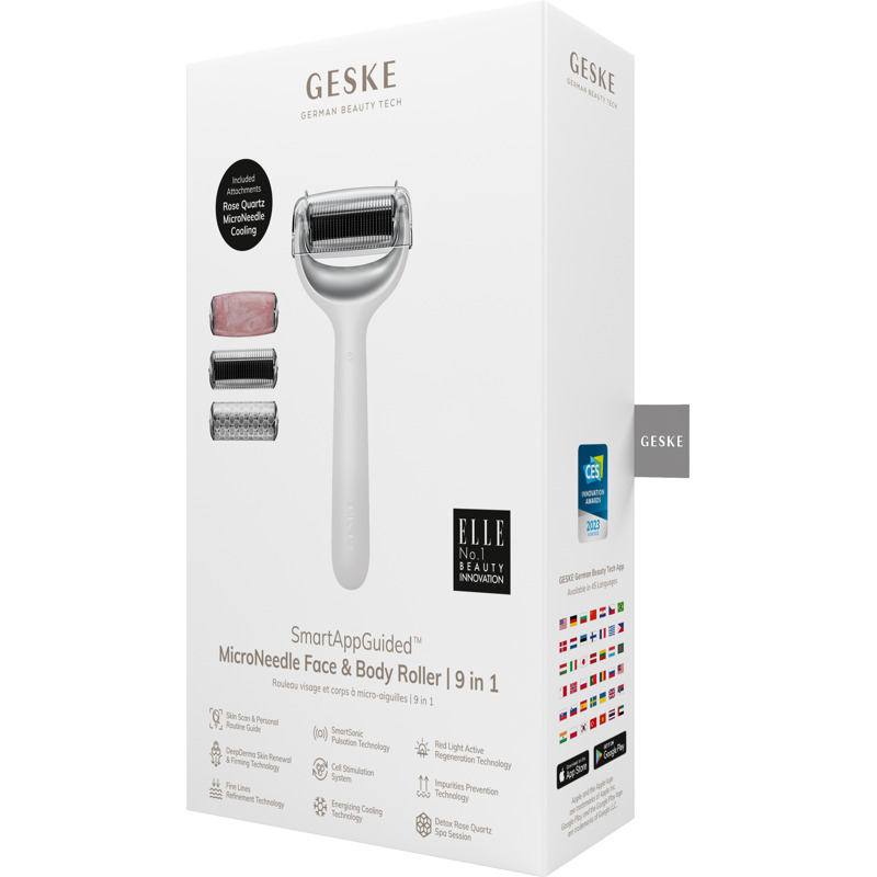 Ролер для голкової мезотерапії обличчя та тіла GESKE MicroNeedle Face&Body Roller 9в1 white