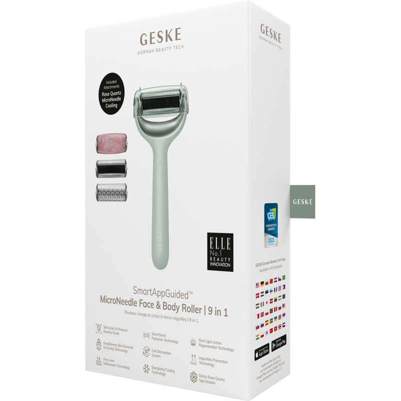 Ролер для голкової мезотерапії обличчя та тіла GESKE MicroNeedle Face&Body Roller 9в1 green