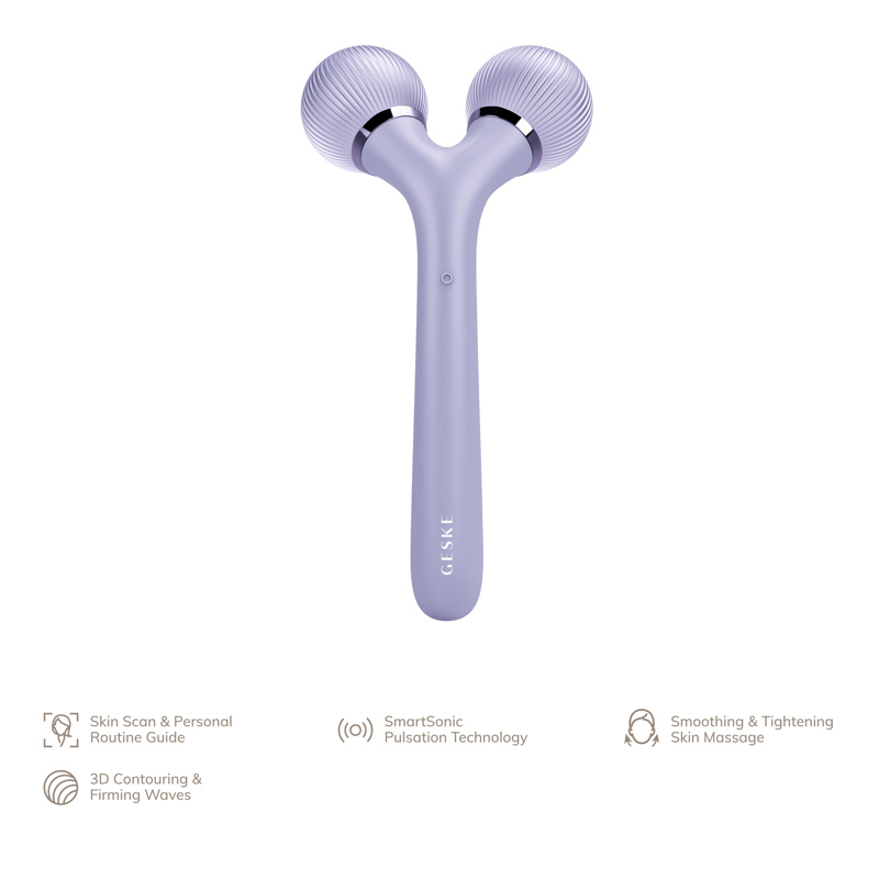 Электронный ультразвуковой ролик для лица и тела GESKE Sonic Facial&Body Roller 4в1 violet