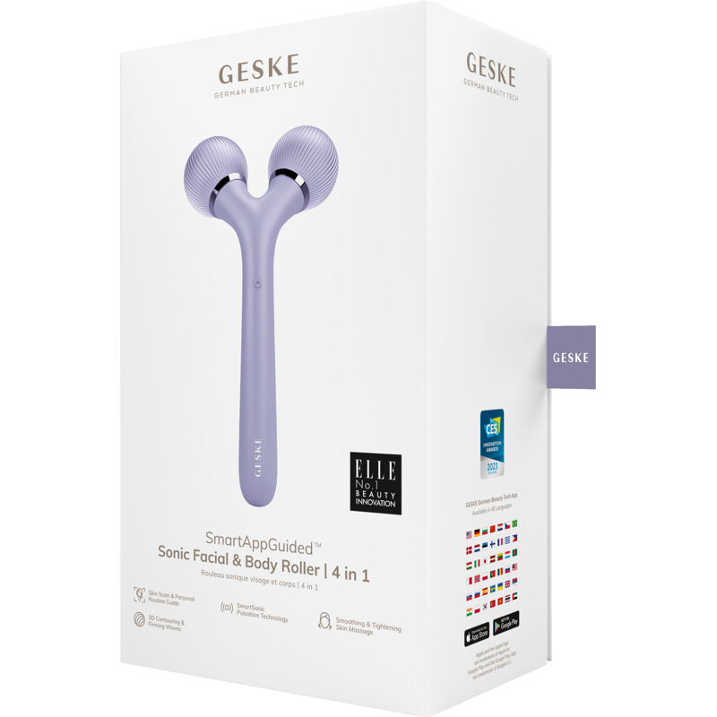 Электронный ультразвуковой ролик для лица и тела GESKE Sonic Facial&Body Roller 4в1 violet