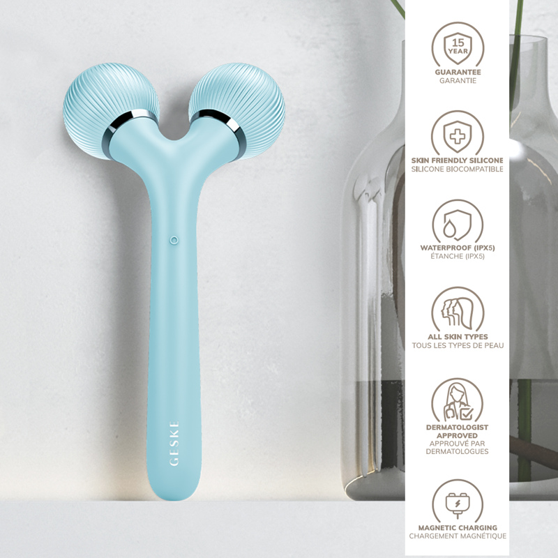 Электронный ультразвуковой ролик для лица и тела GESKE Sonic Facial&Body Roller 4в1 turquoise