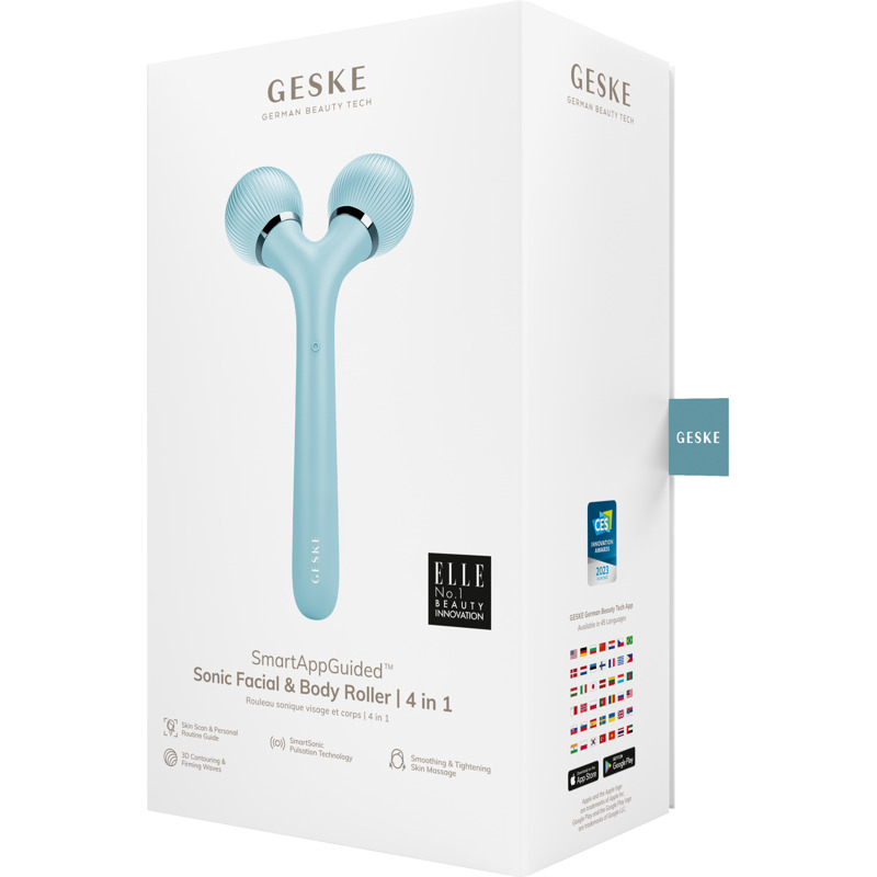 Электронный ультразвуковой ролик для лица и тела GESKE Sonic Facial&Body Roller 4в1 turquoise