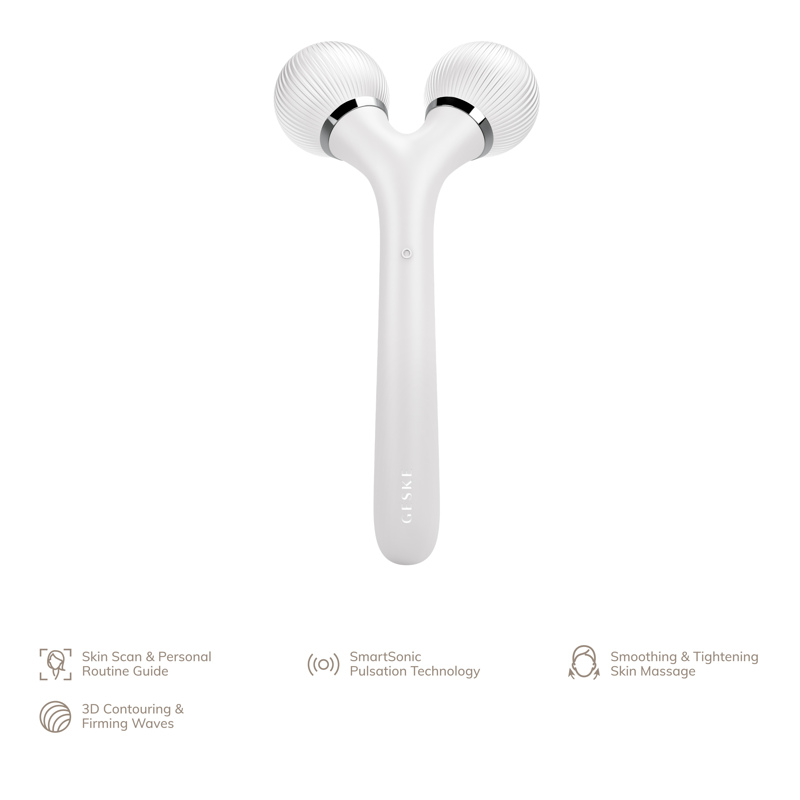 Электронный ультразвуковой ролик для лица и тела GESKE Sonic Facial&Body Roller 4в1 white