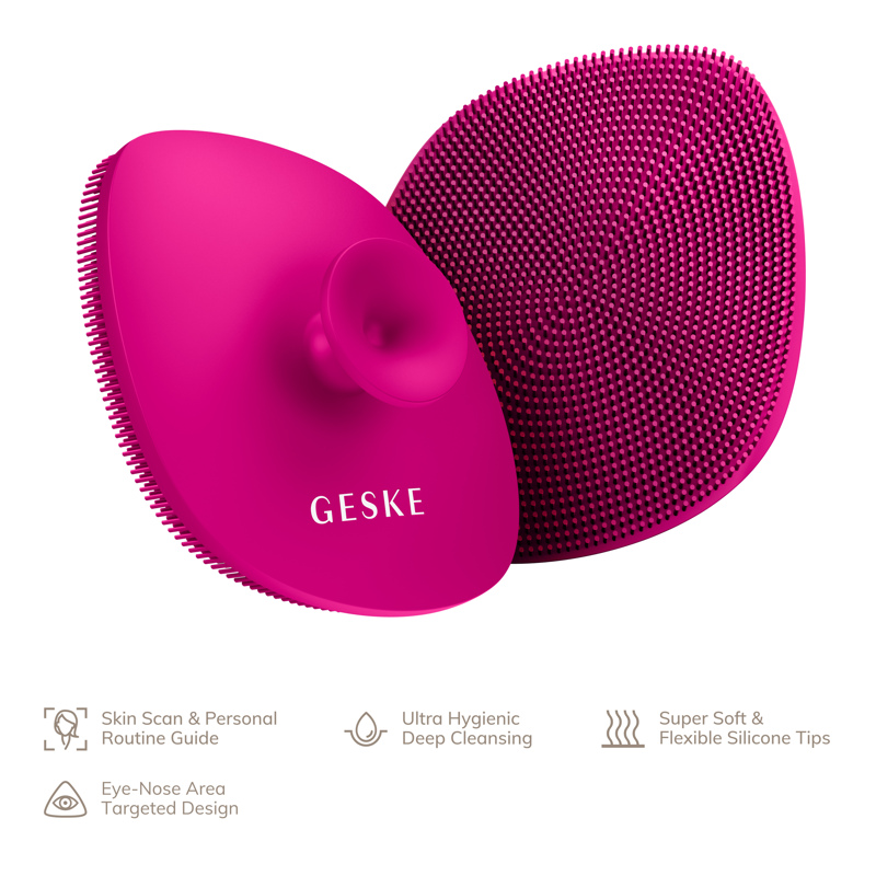 Щетка для лица GESKE Facial Brush 4в1 с держателем magenta