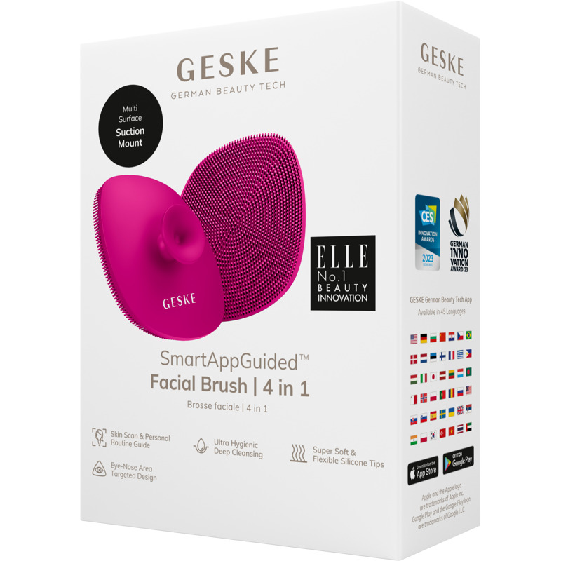 Щетка для лица GESKE Facial Brush 4в1 с держателем magenta