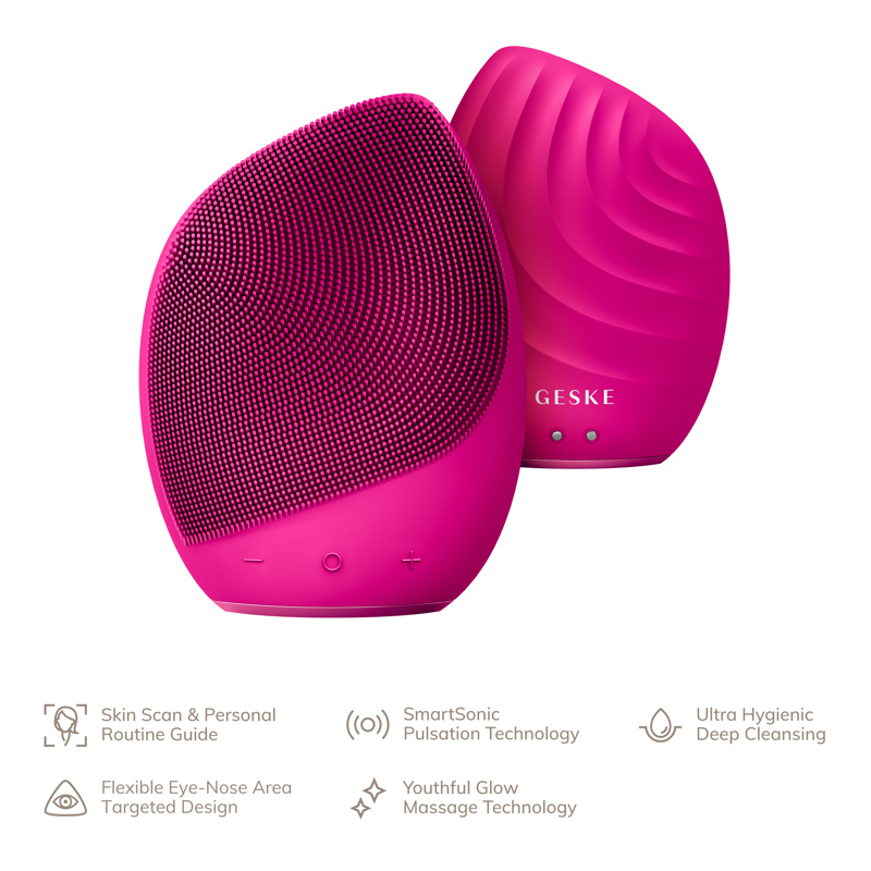 Электронная ультразвуковая щетка для лица GESKE Sonic Facial Brush 5в1 magenta