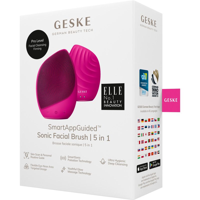 Электронная ультразвуковая щетка для лица GESKE Sonic Facial Brush 5в1 magenta