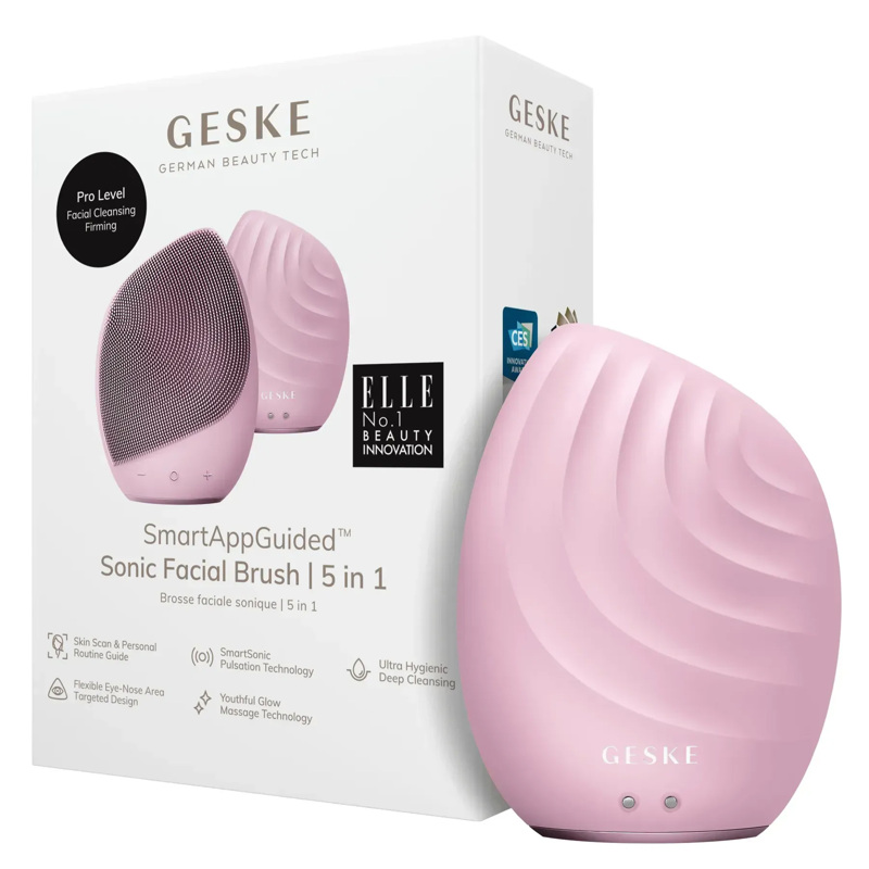Электронная ультразвуковая щетка для лица GESKE Sonic Facial Brush 5в1 pink