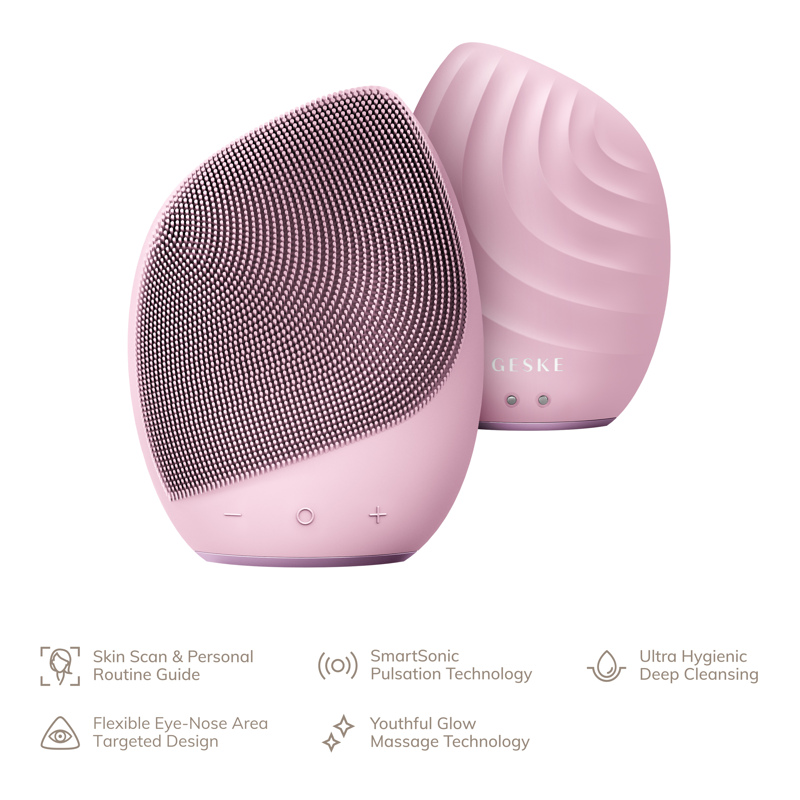 Электронная ультразвуковая щетка для лица GESKE Sonic Facial Brush 5в1 pink