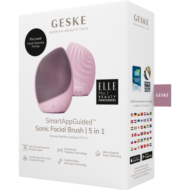 Электронная ультразвуковая щетка для лица GESKE Sonic Facial Brush 5в1 pink