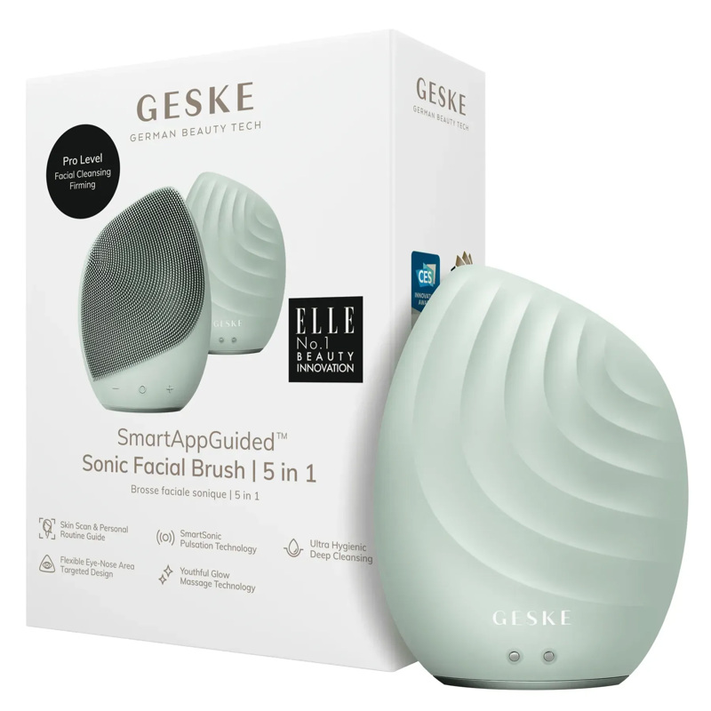 Электронная ультразвуковая щетка для лица GESKE Sonic Facial Brush 5в1 green