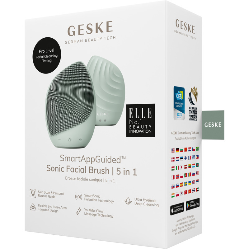 Электронная ультразвуковая щетка для лица GESKE Sonic Facial Brush 5в1 green