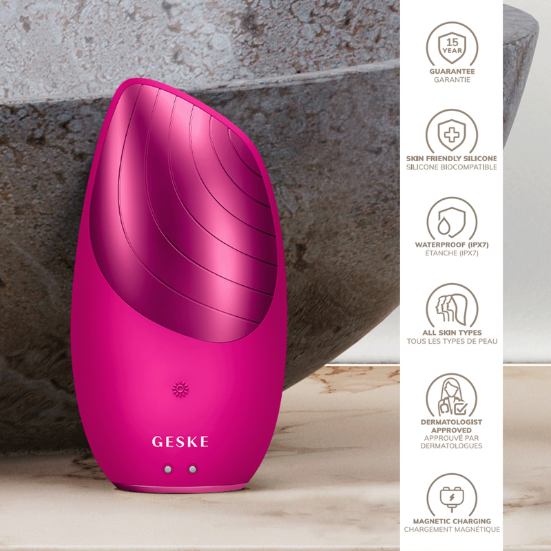 Электронная звуковая термо щетка для лица GESKE Sonic Thermo Facial Brush 6в1 magenta