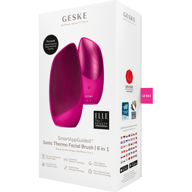 Электронная звуковая термо щетка для лица GESKE Sonic Thermo Facial Brush 6в1 magenta