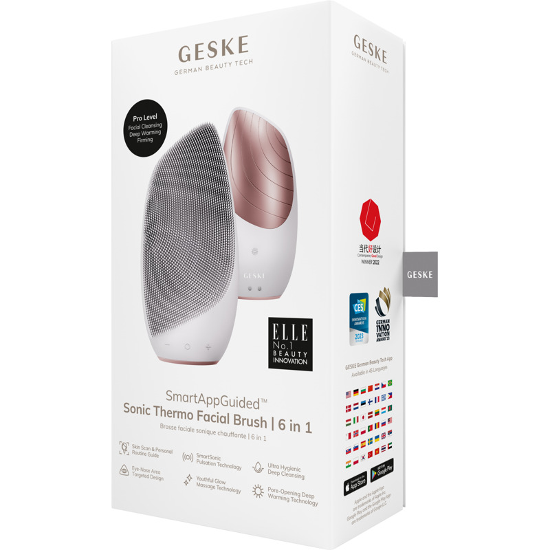 Электронная звуковая термо щетка для лица GESKE Sonic Thermo Facial Brush 6в1 starlight