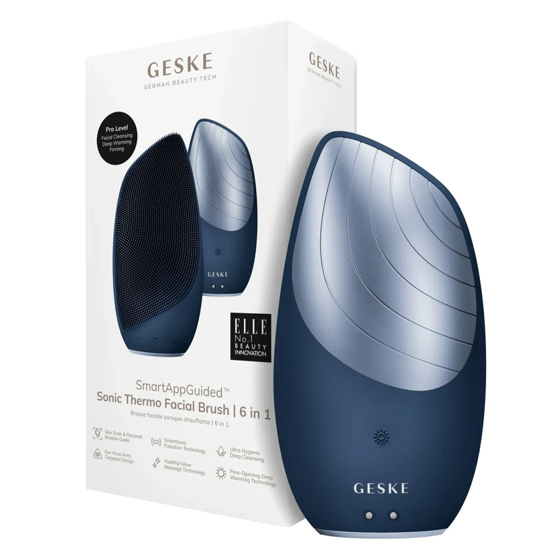 Электронная звуковая термо щетка для лица GESKE Sonic Thermo Facial Brush 6в1 midnight