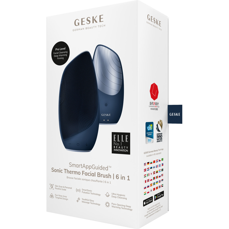 Электронная звуковая термо щетка для лица GESKE Sonic Thermo Facial Brush 6в1 midnight