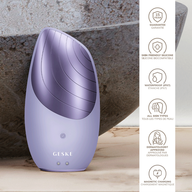 Электронная звуковая термо щетка для лица GESKE Sonic Thermo Facial Brush 6в1 purple