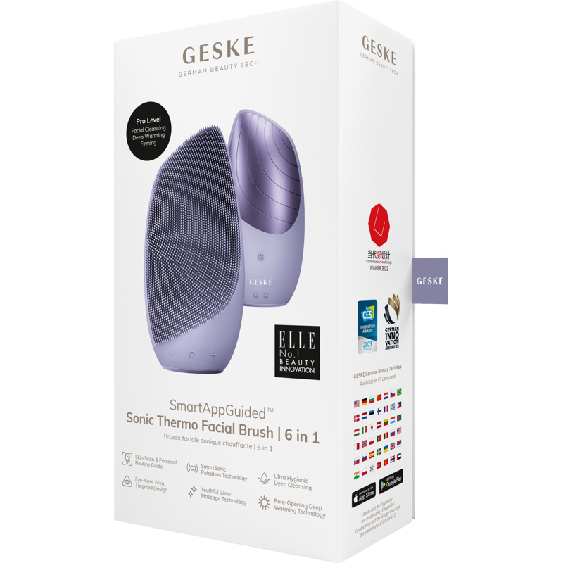 Электронная звуковая термо щетка для лица GESKE Sonic Thermo Facial Brush 6в1 purple