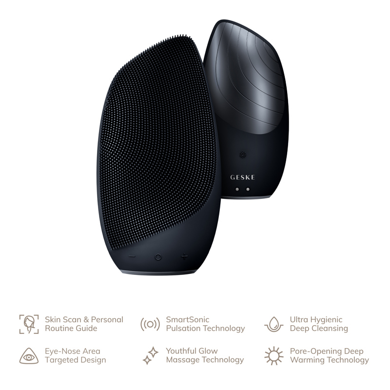 Электронная звуковая термо щетка для лица GESKE Sonic Thermo Facial Brush 6в1 black