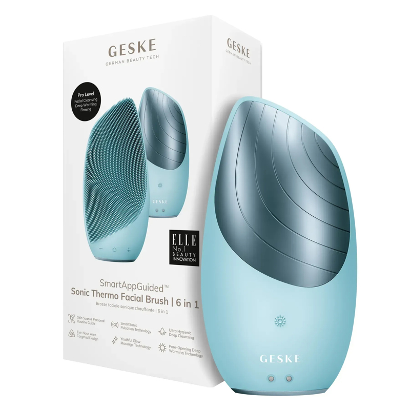 Электронная звуковая термо щетка для лица GESKE Sonic Thermo Facial Brush 6в1 turquoise