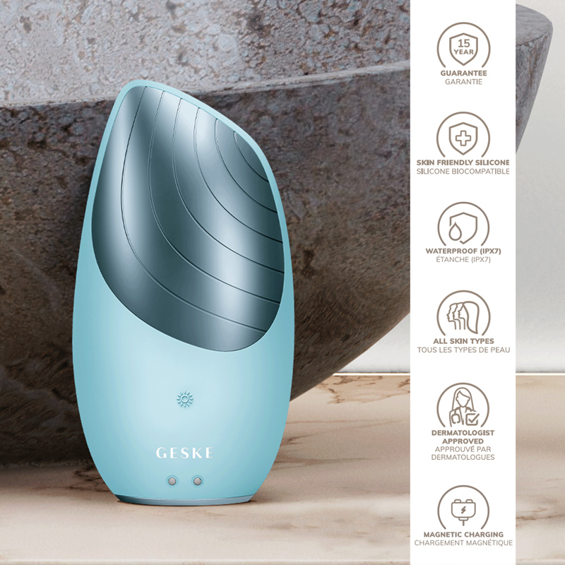 Электронная звуковая термо щетка для лица GESKE Sonic Thermo Facial Brush 6в1 turquoise