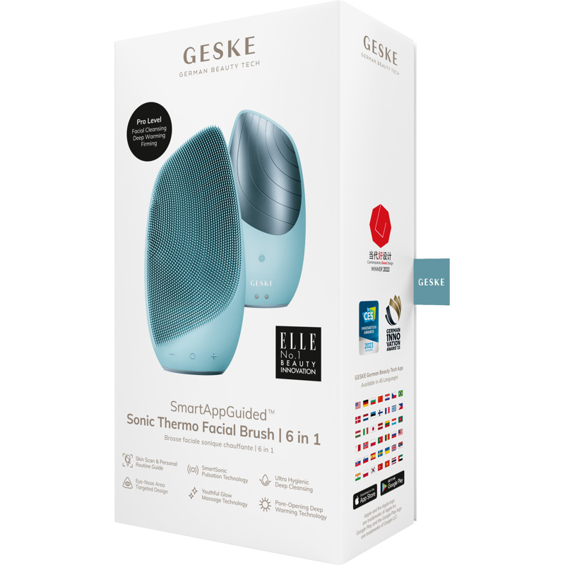 Электронная звуковая термо щетка для лица GESKE Sonic Thermo Facial Brush 6в1 turquoise