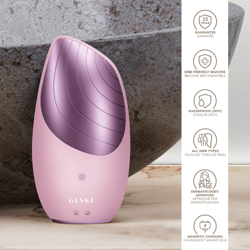 Электронная звуковая термо щетка для лица GESKE Sonic Thermo Facial Brush 6в1 pink