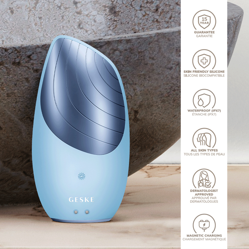 Электронная звуковая термо щетка для лица GESKE Sonic Thermo Facial Brush 6в1 aquamarine