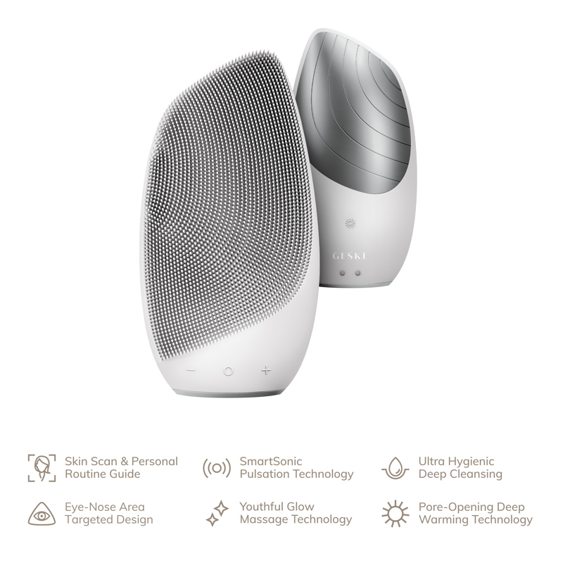 Электронная звуковая термо щетка для лица GESKE Sonic Thermo Facial Brush 6в1 white