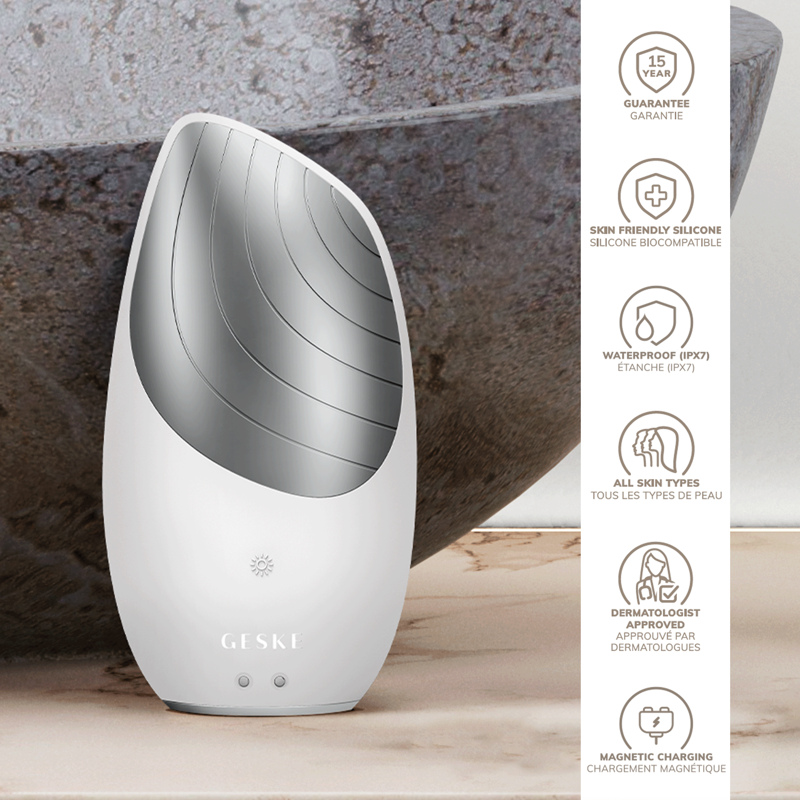 Электронная звуковая термо щетка для лица GESKE Sonic Thermo Facial Brush 6в1 white