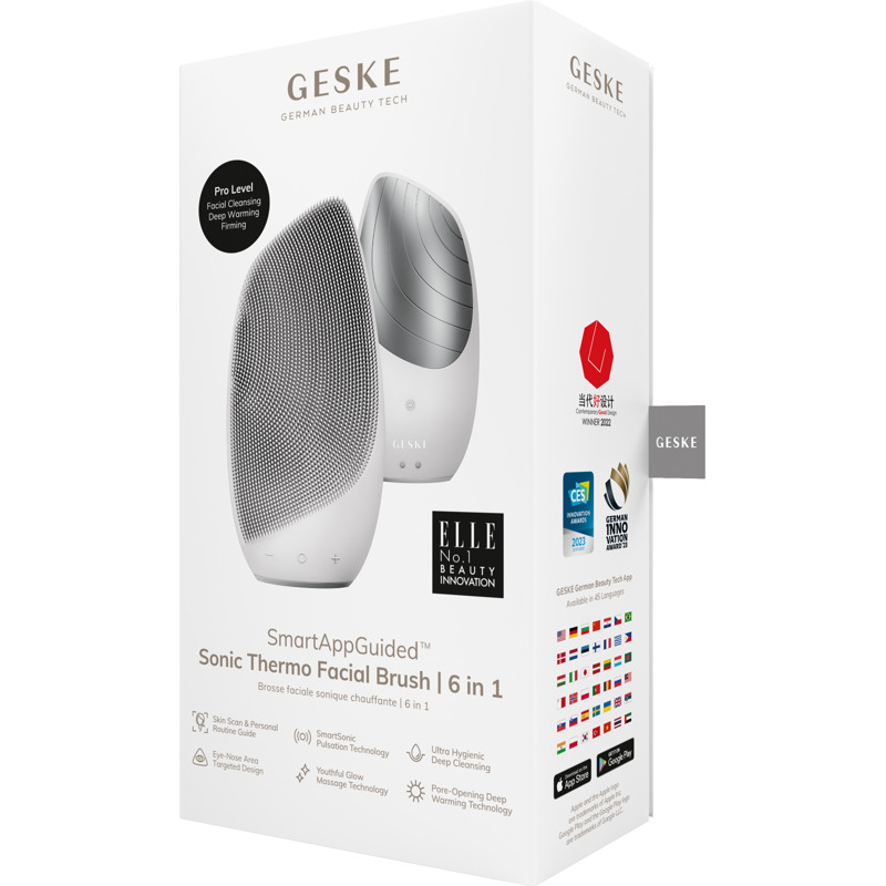 Электронная звуковая термо щетка для лица GESKE Sonic Thermo Facial Brush 6в1 white