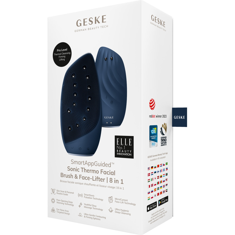 Очищувальна щітка для обличчя GESKE Sonic Thermo Facial Brush&Face-Lifter 8в1 midnight