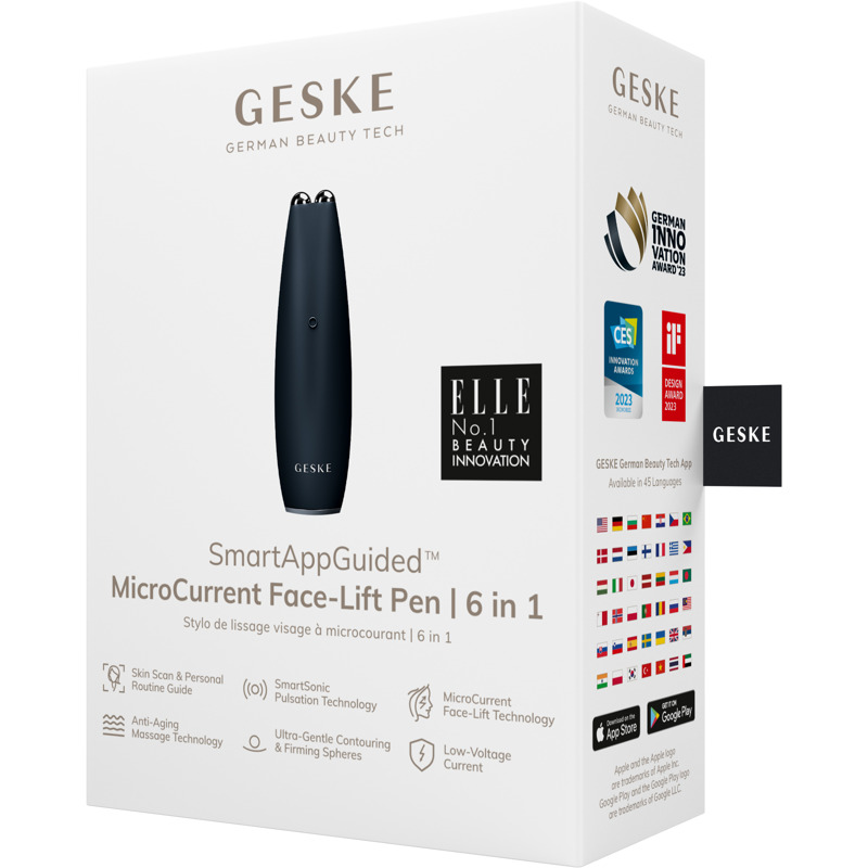 Микротоковая ручка для подтяжки лица GESKE MicroCurrent Face-Lift Pen 6в1 black