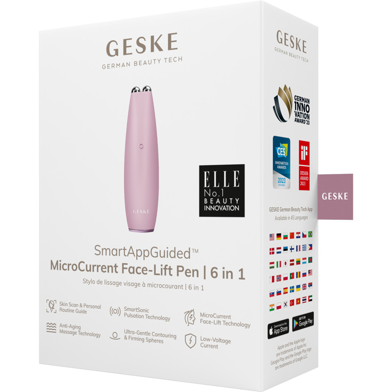 Микротоковая ручка для подтяжки лица GESKE MicroCurrent Face-Lift Pen 6в1 pink