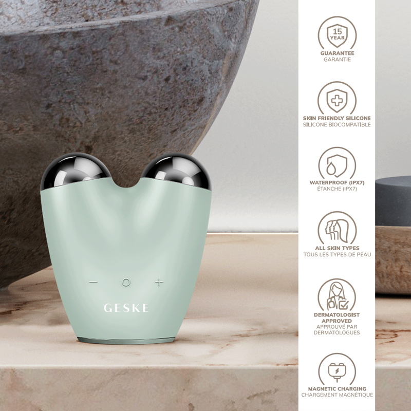 Микротоковый подтягиватель лица GESKE MicroCurrent Face-Lifter 6в1 green