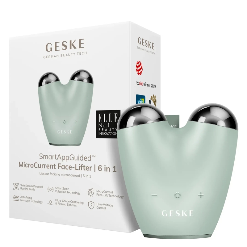 Микротоковый подтягиватель лица GESKE MicroCurrent Face-Lifter 6в1 green