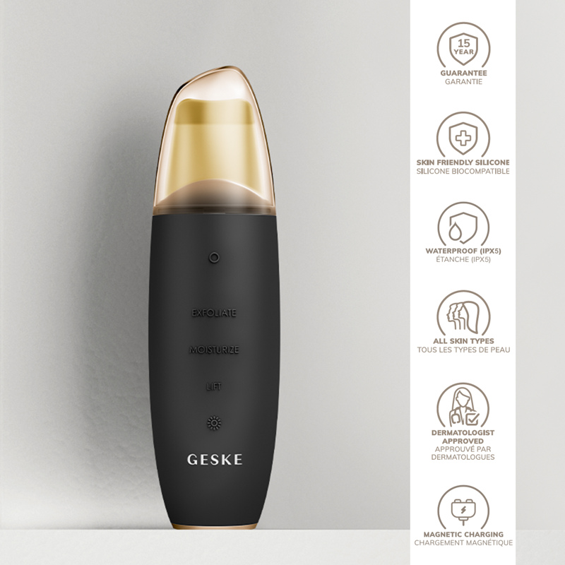 Микротоковый скрабер для кожи и устранения черных точек GESKE MicroCurrent Skin Scrubber&Blackhead Remover 9в1 gray