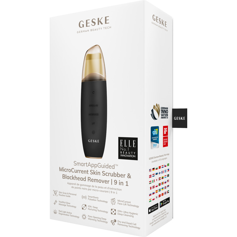 Микротоковый скрабер для кожи и устранения черных точек GESKE MicroCurrent Skin Scrubber&Blackhead Remover 9в1 gray