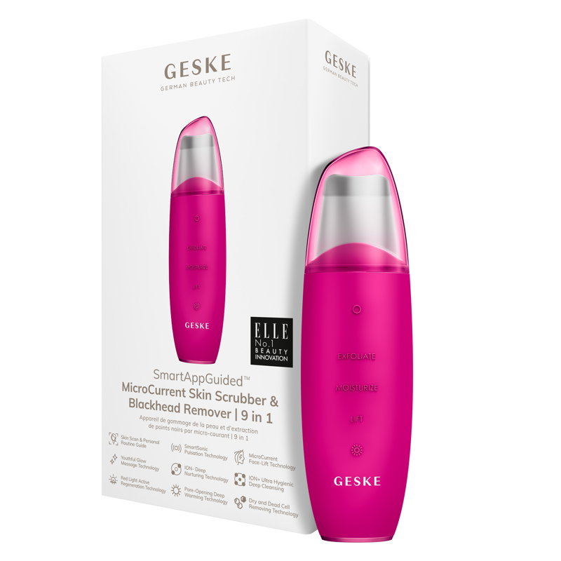 Микротоковый скрабер для кожи и устранения черных точек GESKE MicroCurrent Skin Scrubber&Blackhead Remover 9в1 magenta