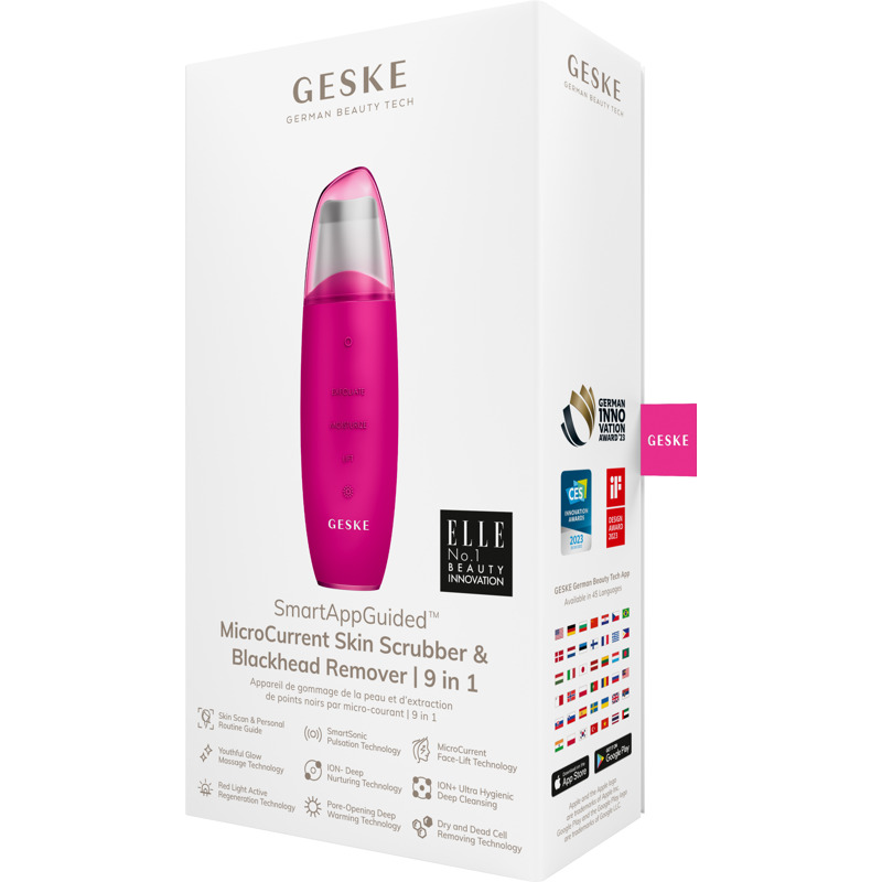 Микротоковый скрабер для кожи и устранения черных точек GESKE MicroCurrent Skin Scrubber&Blackhead Remover 9в1 magenta