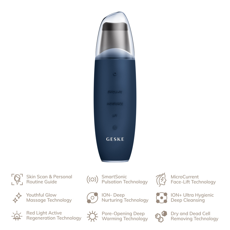 Микротоковый скрабер для кожи и устранения черных точек GESKE MicroCurrent Skin Scrubber&Blackhead Remover 9в1 midnight
