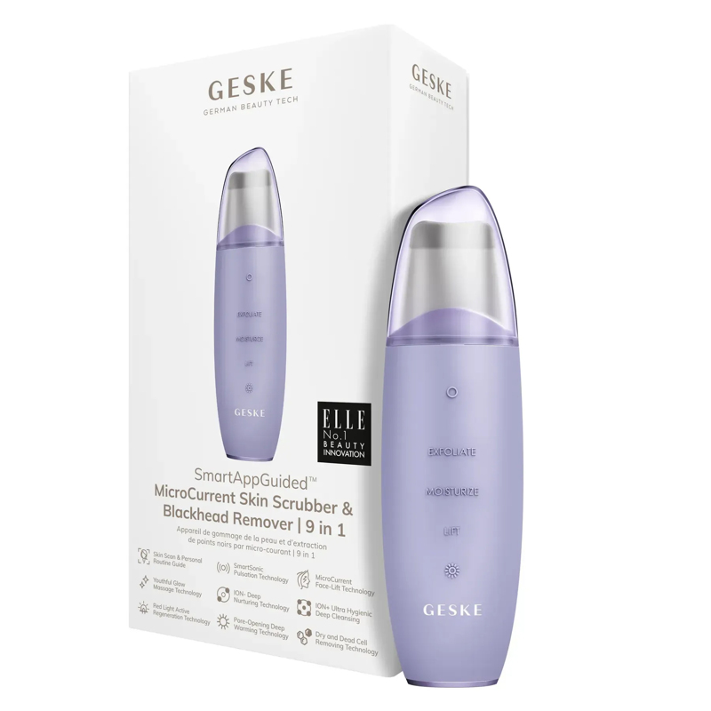 Микротоковый скрабер для кожи и устранения черных точек GESKE MicroCurrent Skin Scrubber&Blackhead Remover 9в1 purple