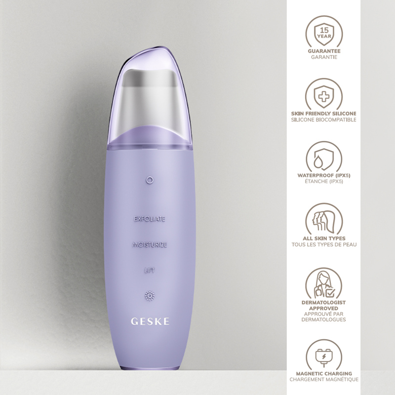 Микротоковый скрабер для кожи и устранения черных точек GESKE MicroCurrent Skin Scrubber&Blackhead Remover 9в1 purple