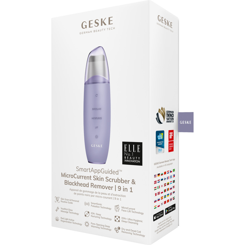 Микротоковый скрабер для кожи и устранения черных точек GESKE MicroCurrent Skin Scrubber&Blackhead Remover 9в1 purple