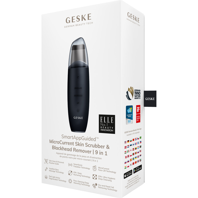 Микротоковый скрабер для кожи и устранения черных точек GESKE MicroCurrent Skin Scrubber&Blackhead Remover 9в1 black