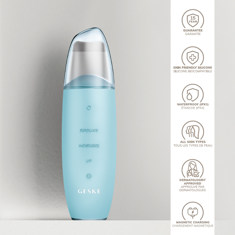 Микротоковый скрабер для кожи и устранения черных точек GESKE MicroCurrent Skin Scrubber&Blackhead Remover 9в1 turquoise