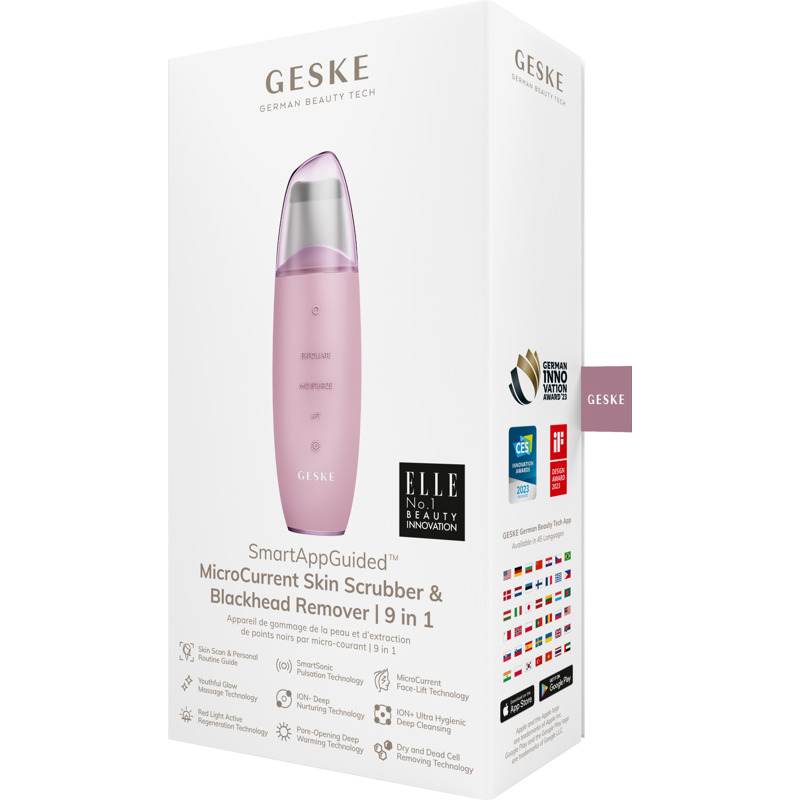 Микротоковый скрабер для кожи и устранения черных точек GESKE MicroCurrent Skin Scrubber&Blackhead Remover 9в1 pink