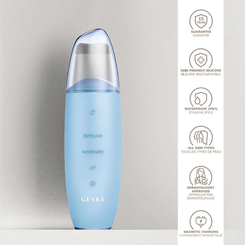 Микротоковый скрабер для кожи и устранения черных точек GESKE MicroCurrent Skin Scrubber&Blackhead Remover 9в1 aquamarine